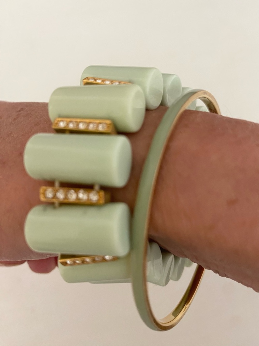 J. Crew Mint Green and Gold Bracelet Set